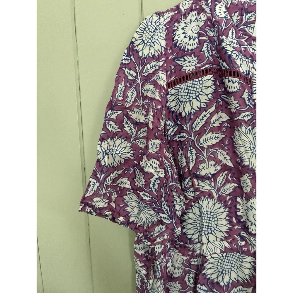 Emerson Fry Maxi Dress XL Lucy 4 Love Thomas Long Floral Purple Boho Button - Picture 3 of 8